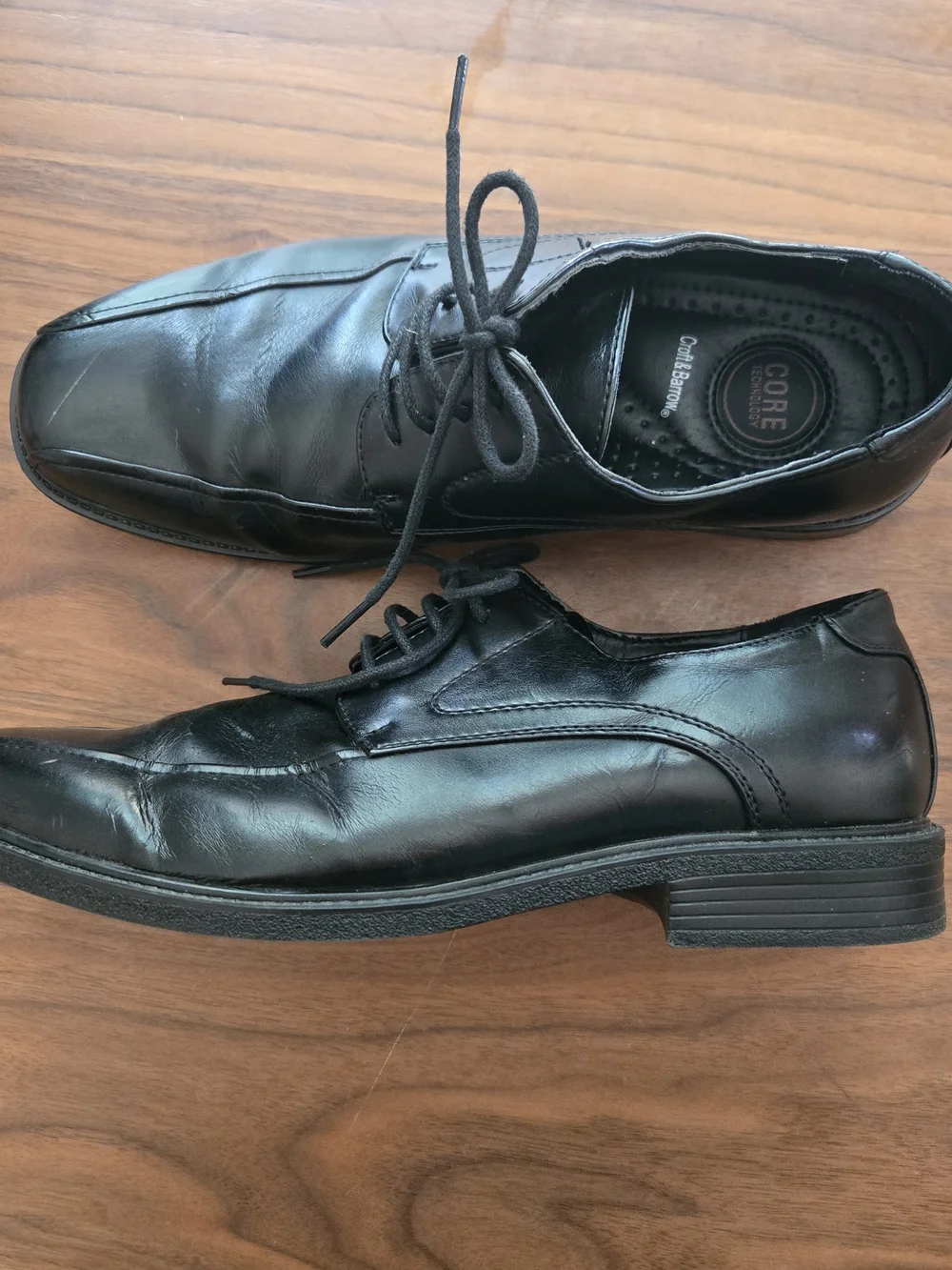 Croft & Barrow Black Leather Square Toe Derby Dress Shoes 9.5
